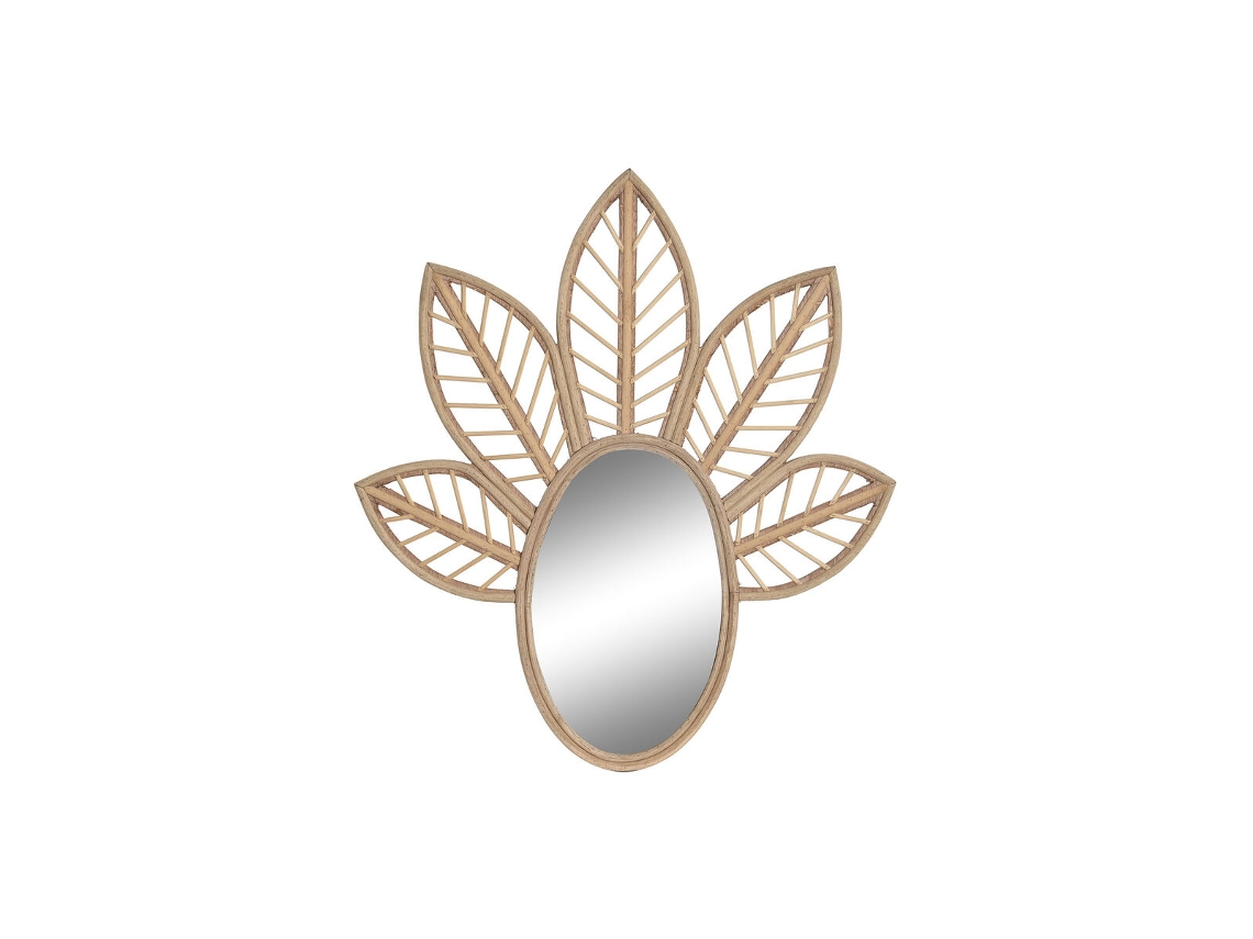 Espelho de Parede DKD HOME DECOR Castanho Cristal Natural Tropical Folha de Planta 60x2x67 cm