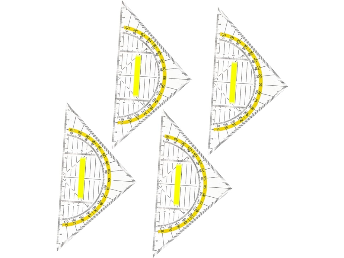 Kit De Geometria Com 4 Peças Em Plástico Transparente Para Desenho,