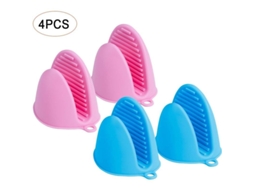Set De Luvas De Silicone Resistentes Ao Calor Para Cozinha, 2 Pares Rosa E Azul