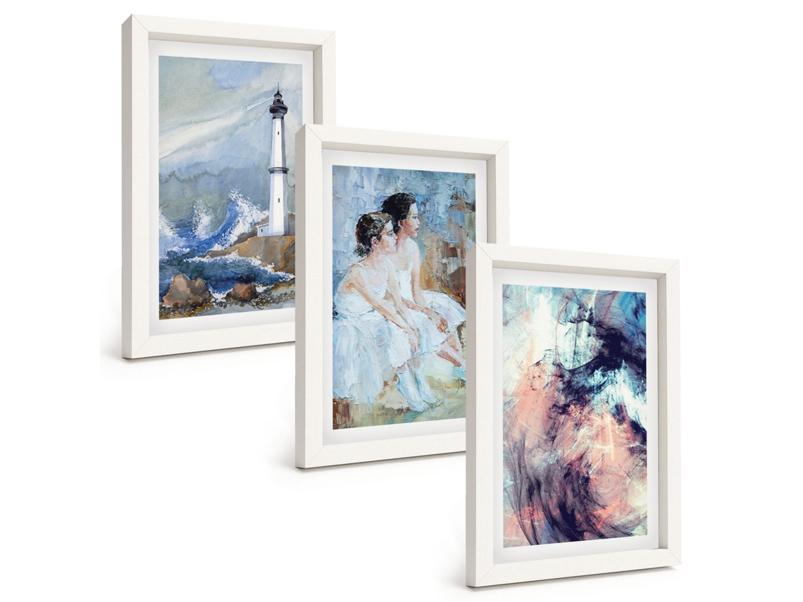 Composição De Quadros Farol, Dançarina Abstrata Espelharte (3 Peças 20x30 Cm)