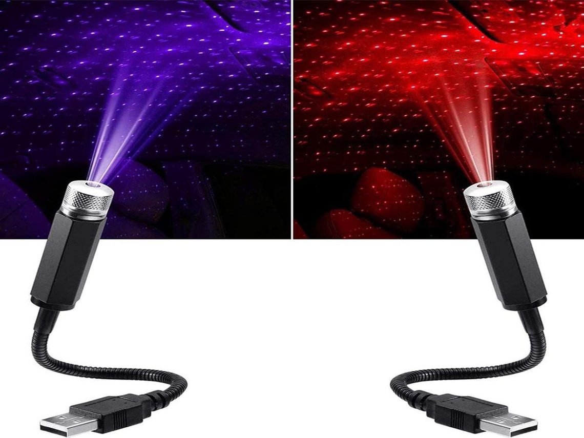 Lurelia Projetor Led Usb Para Carro, Rotação 360°, Rgb, Céu Estrelado, Azul