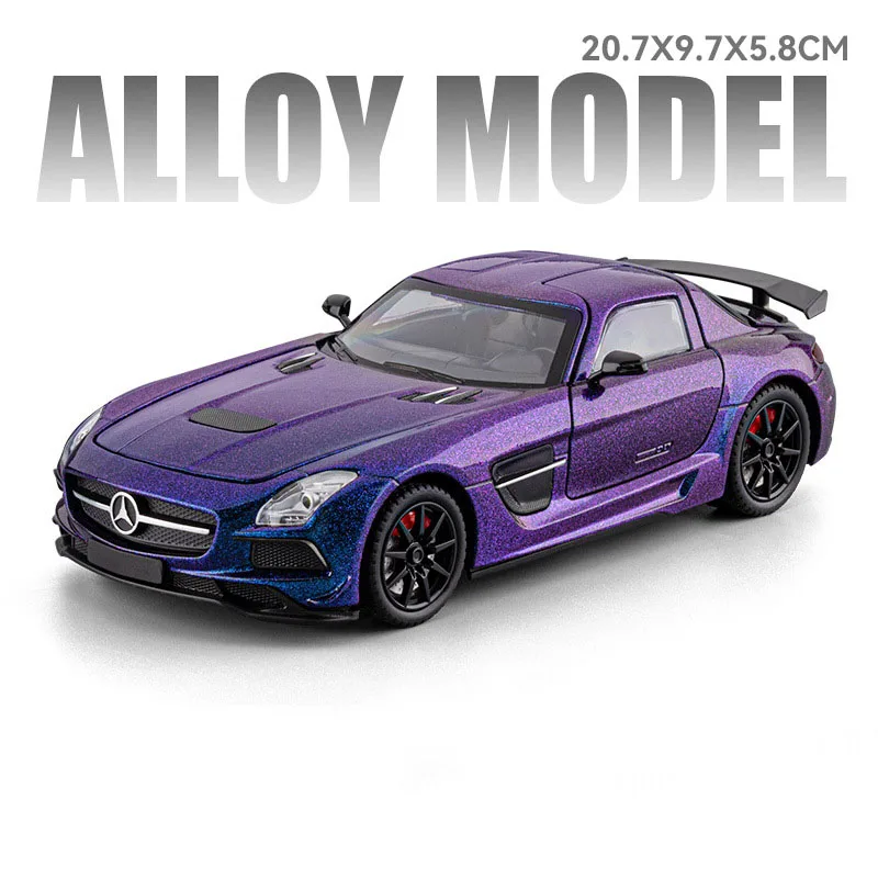 (sls Roxo) 1:24 - Modelo De Carro Esportivo - Brinquedo - Fundição Em Metal - Simulação De Som E Luz - Portas Que Abrem
