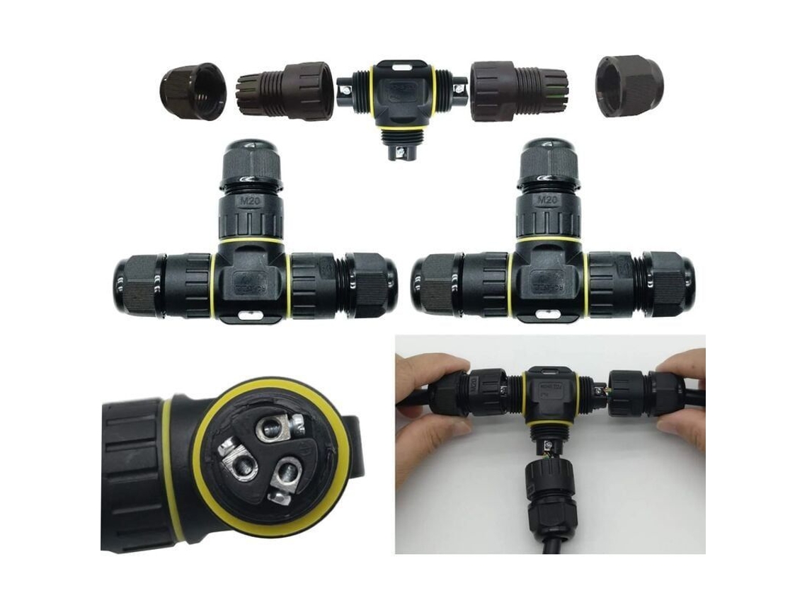 2026 conector de Cabo T Ip68 À Prova D'agua 3 Polos Máx Ø12mm para Uso Externo/interior/subterrâneo