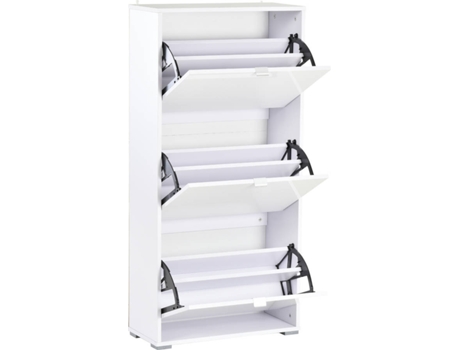 HOMCOM Armário de sapatos com 6 prateleiras Porta Inclinada capacidade de 18 Pares Branco