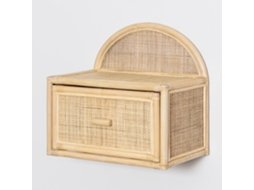 Sklum Pack De 2 Mesas De Cabeceira Flutuantes 45x30 Cm Em Rattan Yivisc Vime                                   Castanho Natural