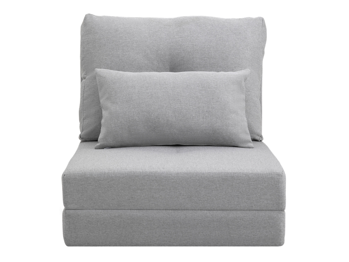 Sofá-cama, Poltrona Descapotável (1 Lugar) Com 1 Almofada E Encosto Ajustável, Cinza-claro
