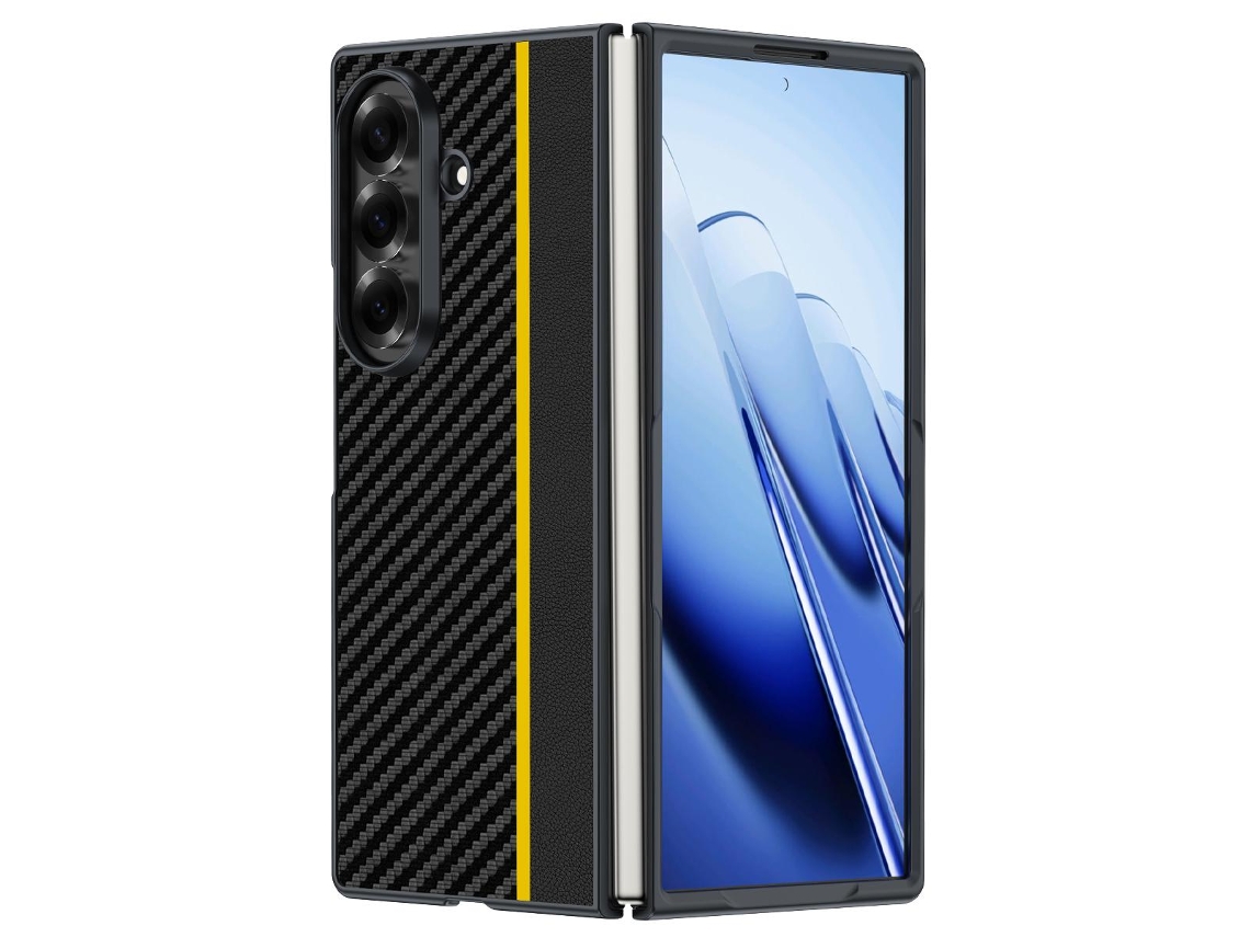 Capa Para Samsung Galaxy Z Fold8 Ultra, Capa Protetora Ultrafina Em Couro Pu Digitallab (preto Amarelo)