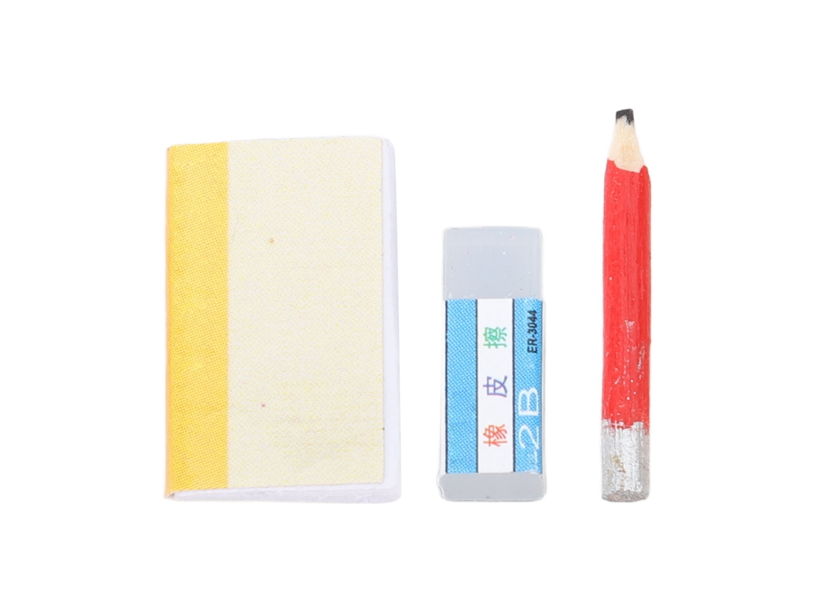 10 Conjunto Material Escolar Miniatura Casa Boneca Acessórios Papel Madeira Foto Props