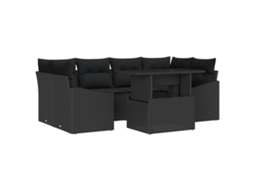 Conjunto 7 Móveis De Jardim Vidaxl Preto Vime Pe (100 X 55 X 73 Cm)