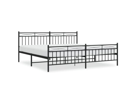 Estrutura de cama com cabeceira e pés VIDA XL metal preto