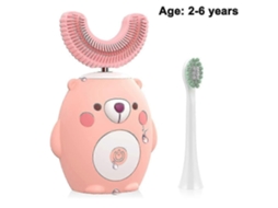 Escova de Dentes Elétrica Ultrassônica Infantil, Cabeça em Gel Sílica Macio, Branquead Ora Tipo U GOKOCO