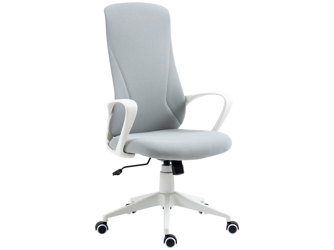 Cadeira de Escritório Ergonómica Poliéster, Espuma, Nylon, Pu e Aço Cor Cinza Claro 62x56x110-119,5 cm Vinsetto