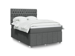 Vidaxl Cama Com Molas/colchão 160x200 Cm Tecido Cinzento-escuro