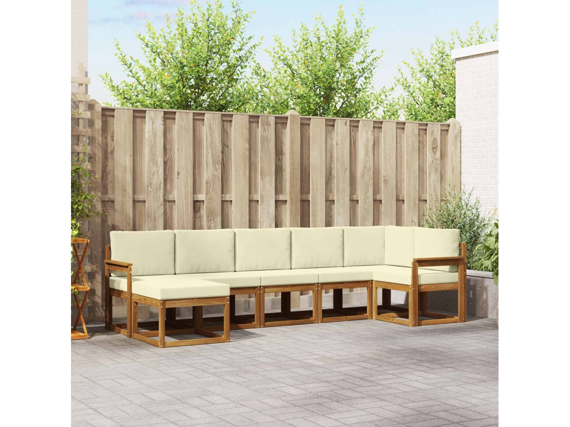 Vidaxl Conjunto De Sofás Para Exterior 7 Unid. Natural E Creme