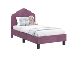 Cama De Solteiro | Camas Para Quarto | Estrutura De Cama Para Criança Com Cabeceira Roxo 70 X 140 Cm