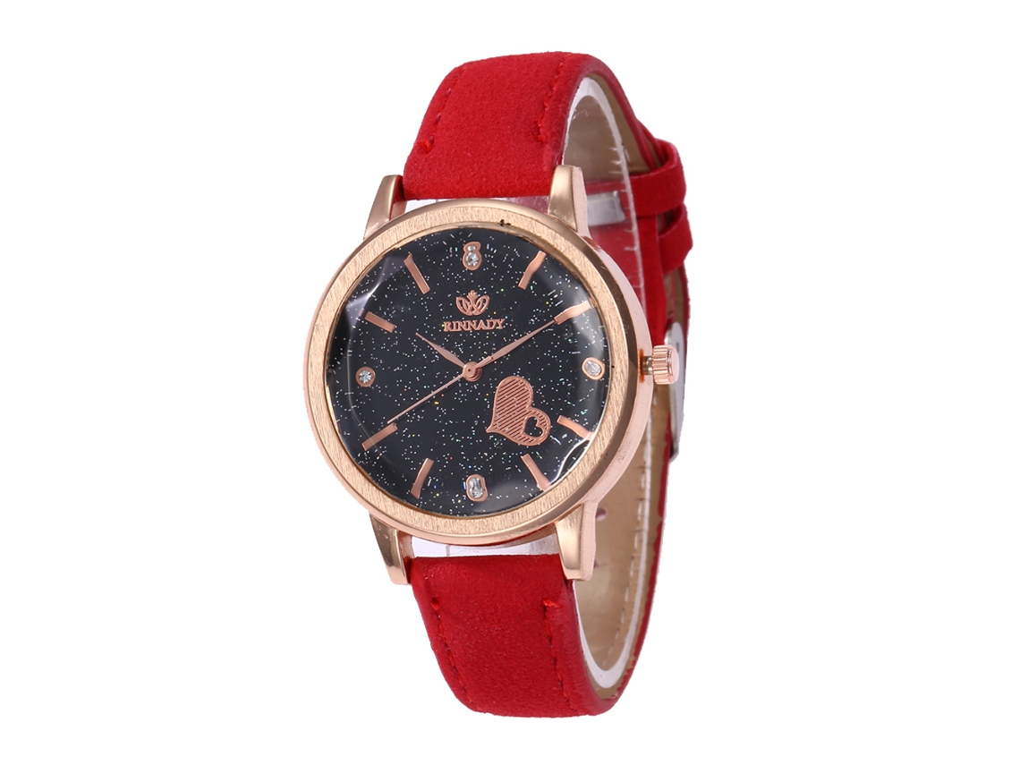 Relógio de quartzo casual elegante para mulheres, presente moderno (vermelho vivo)