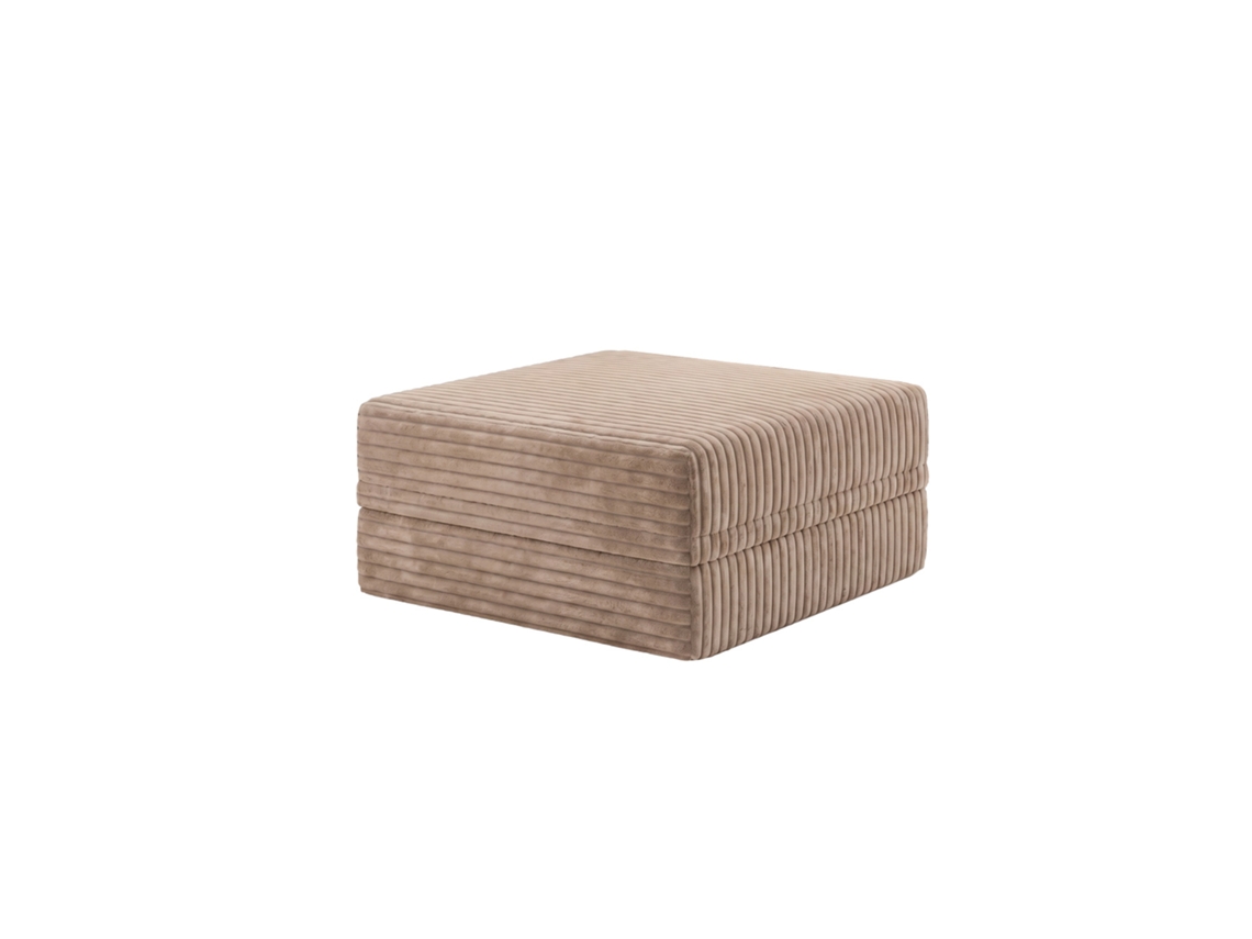 Sofá Modular Puff Convertível Veludo Listado Taupe SKOFFA