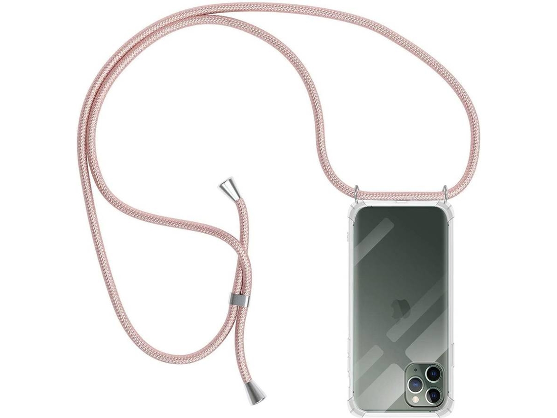 Capa iPhone 11 Pro HONGWE. Com corda Transparente, Rosa