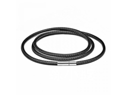 Colar de corda de couro preta trançada 2026-3mm com fecho de aço inoxidável Udb 2 peças
