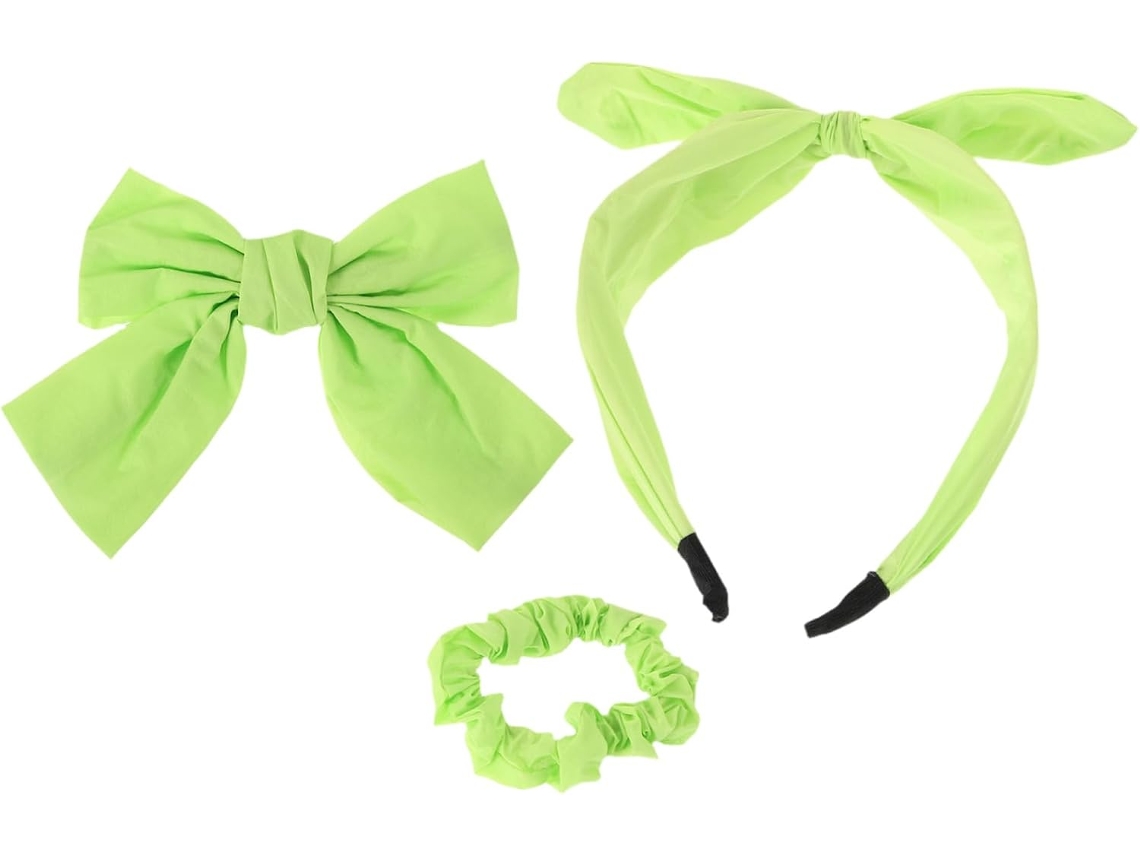 Conjunto de 1 acessório de cabelo com laço e elástico, faixa de cabelo verde