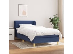 Cama Com Molas/colchão 90x200 Cm Tecido Azul