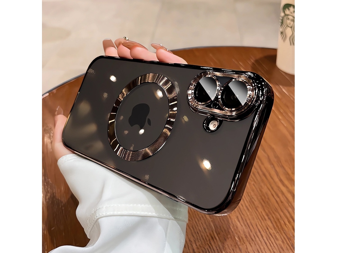 Capa Para Iphone 17 Air Preta Eletroplaqueada Magnética À Prova De Choque