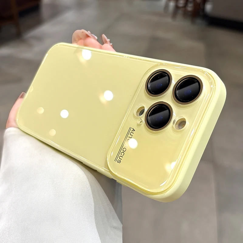 Capa Protetora De Câmera Em Vidro Temperado (amarelo) Para Iphone 16 Pro Max, Capa Rígida À Prova De Choque.