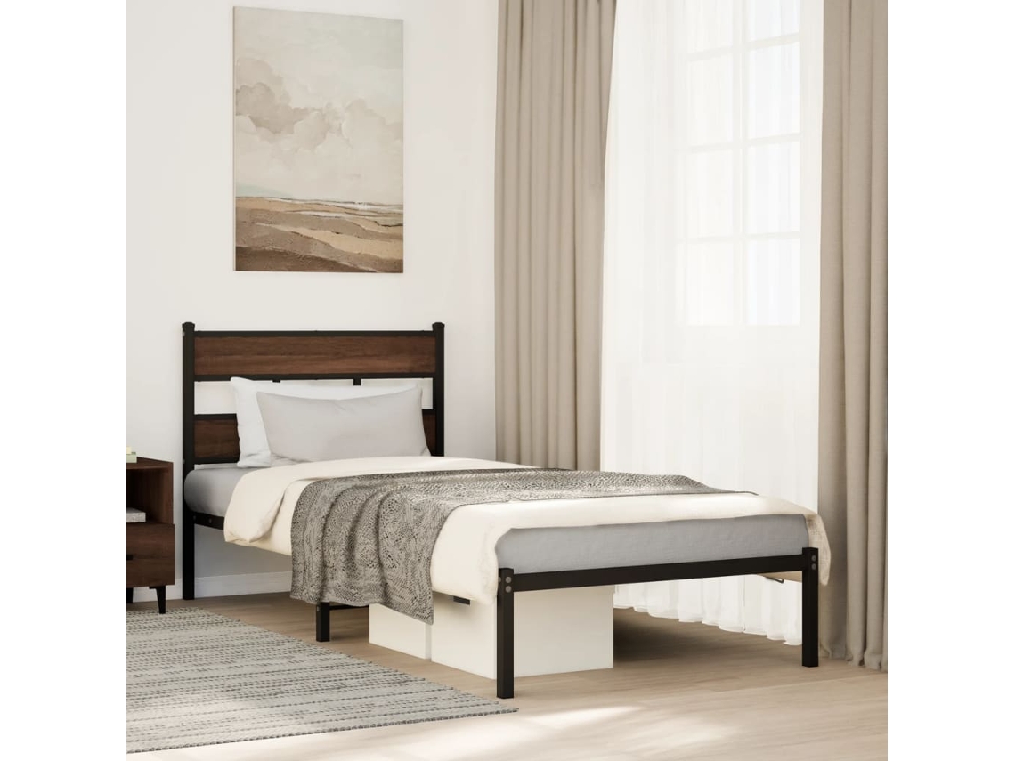 Vidaxl Cama Sem Colchão Com Cabeceira 75x190 Cm Carvalho Castanho
