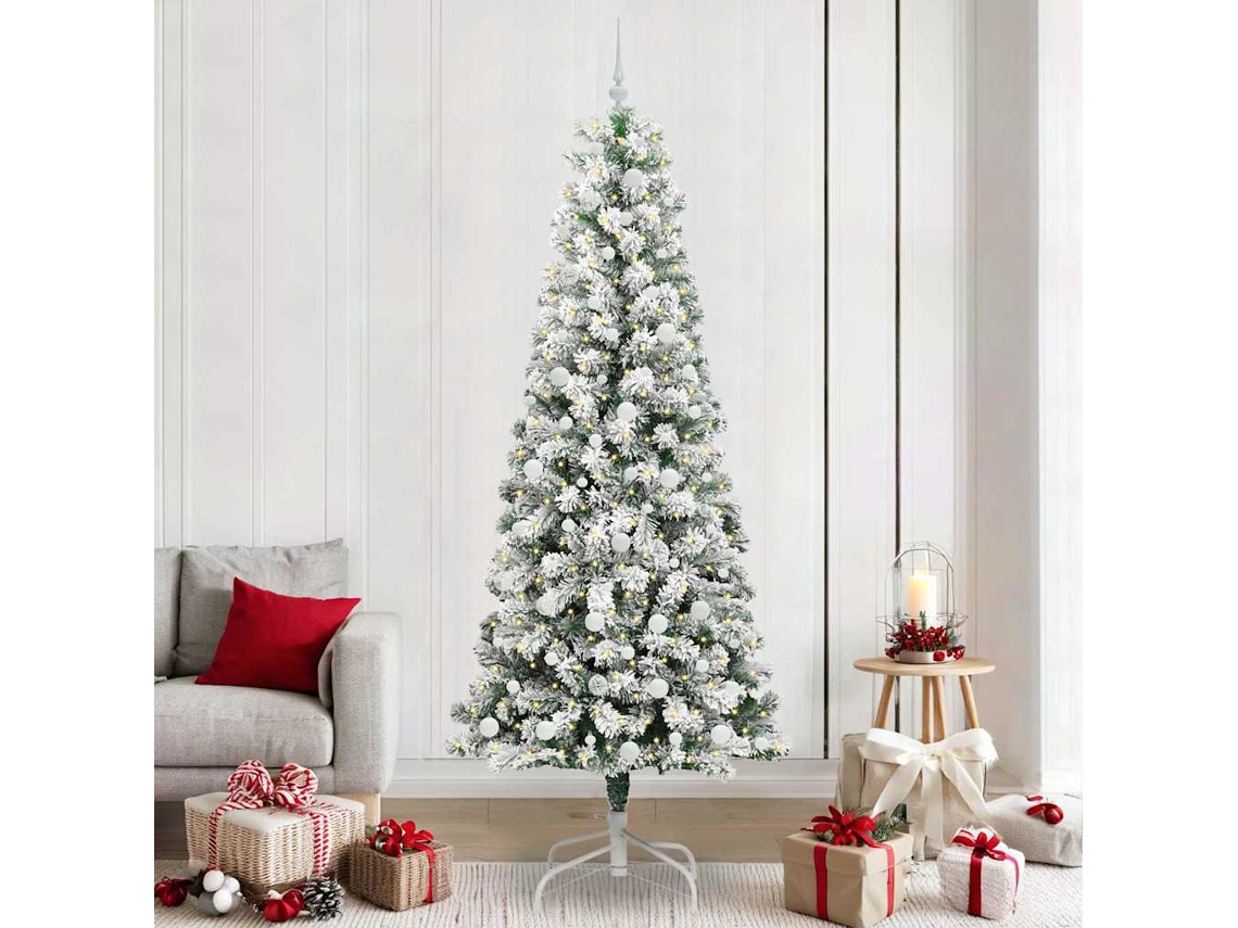 Vidaxl Árvore De Natal Articulada Artificial Verde E Branco 240 Cm