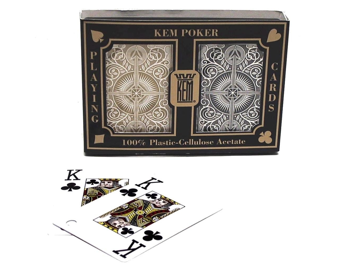 Cartas De Poker Kem, Pacote Com 2 Unidades, 100 Preto/dourado Nijdam