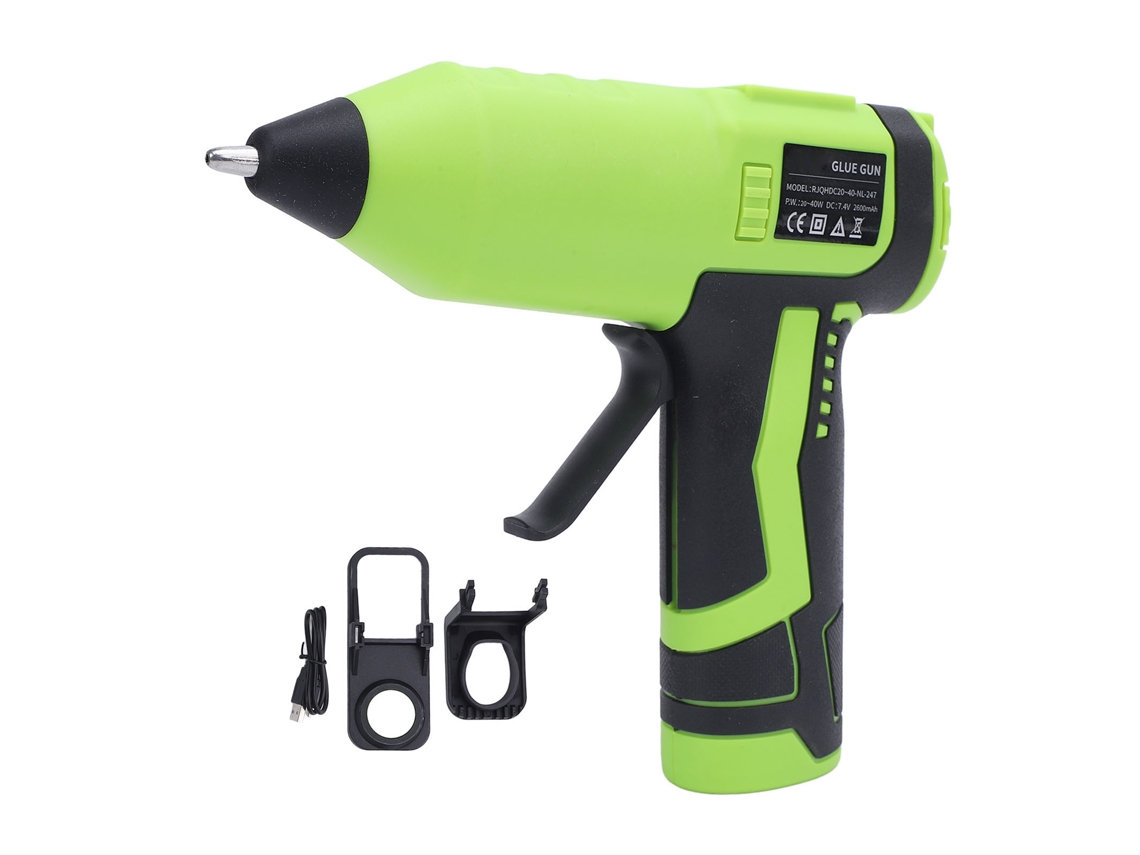 Kit de pistola de cola quente Primerox com carregamento USB e 30 bastões.