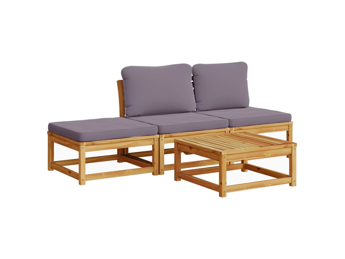 Maison Exclusive - 4 Pcs Conjunto Lounge De Jardim Com Almofadões Acácia Maciça