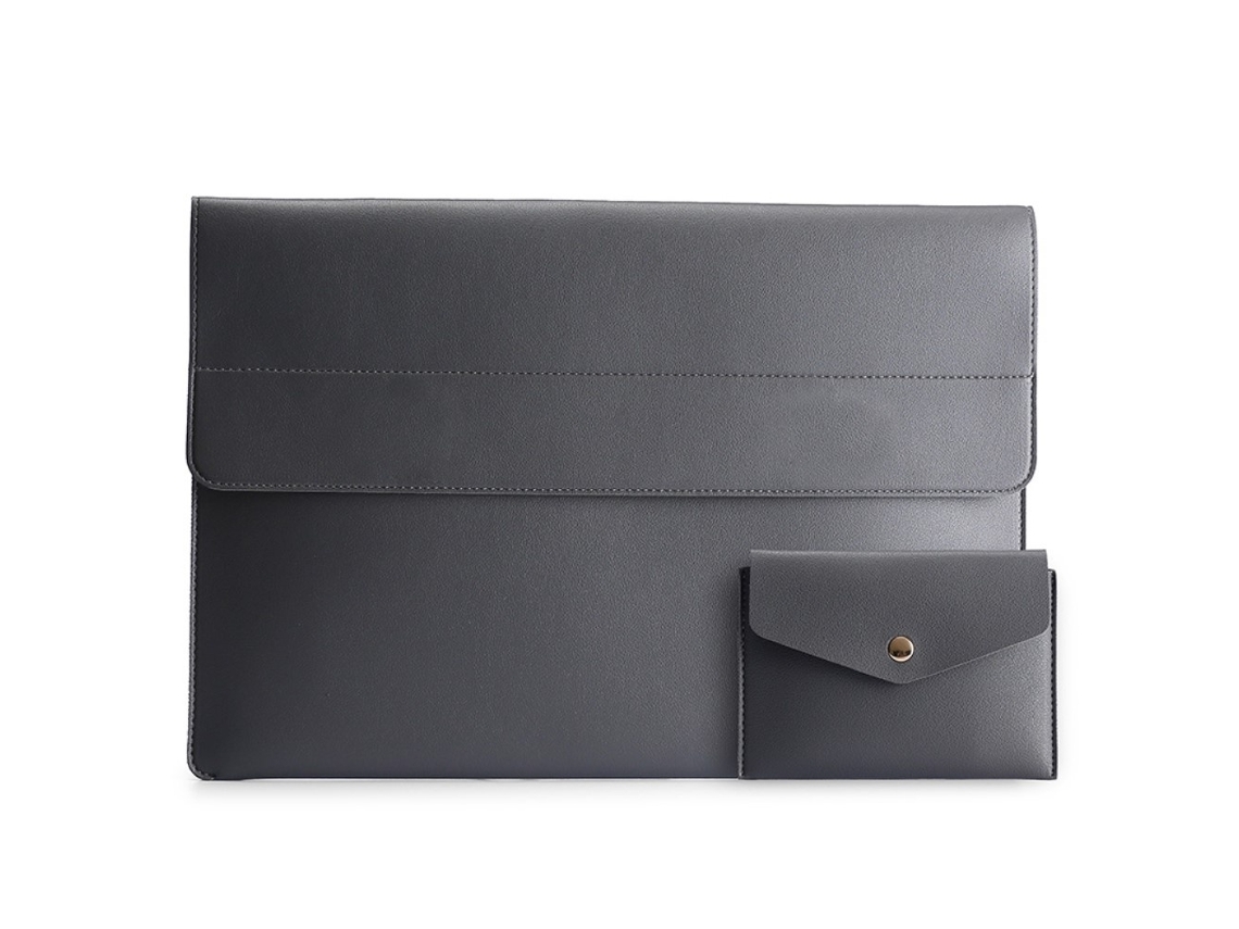 Lurelia Capa Para Macbook Antichoque, Com Bolsos, Em Pu/couro Sintético, Cinza Escuro