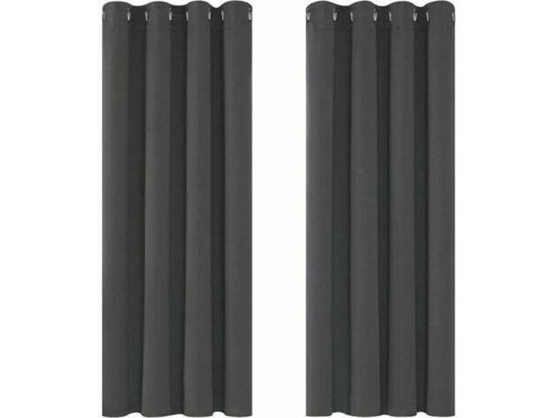 Cortinas Blackout Isolantes Térmicos Anti-frio, 117x138 Cm (largura X Altura), Design Moderno Com Laços, Cortinas Para Sala E Quarto, Cinza Escuro