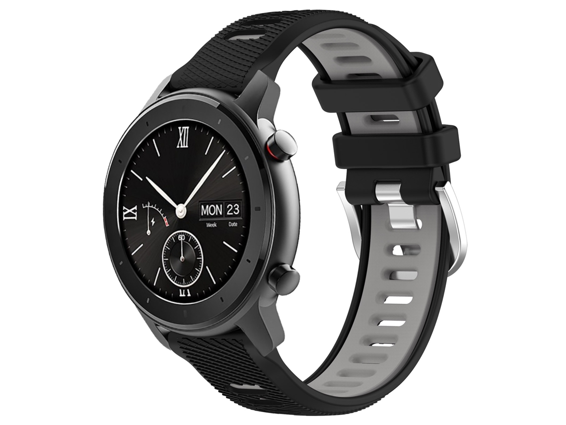 Bracelete de Smartwatch para Amazfit GTR 42mm 22mm Textura cruzada com fivela de aço de silicone de duas cores (preto + cinza)