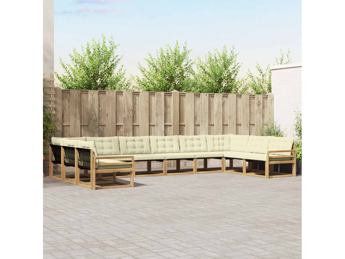 Vidaxl Conjunto De Sofás Para Exterior 10 Unid. Branco E Creme