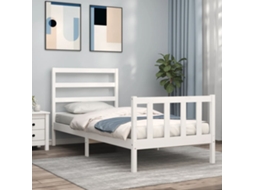 Estrutura Cama De Solteiro C/ Cabeceira Madeira Maciça Branco