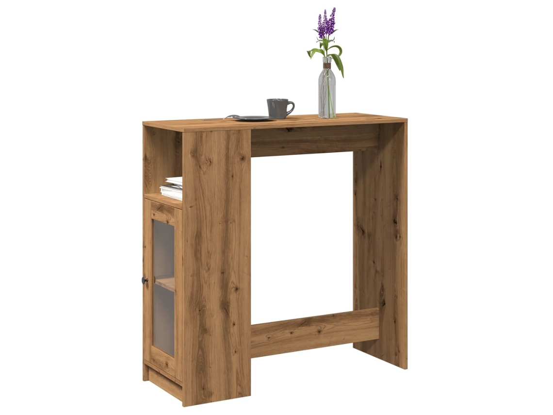 Vidaxl Mesa De Bar C/ Prateleiras Derivados Madeira Carvalho Artisiano