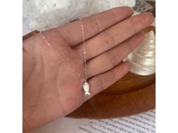 Colar com Pingente de Peixinho em Prata de Lei 925 , Estilo Simples, Elegante e Versátil, Luxuoso e Sofisticado. MDUG (ouro Branco)