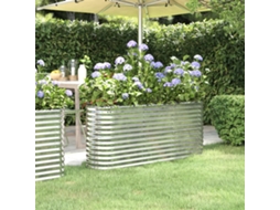 Canteiro Elevado | Vaso De Jardim | Floreira Jardim 152x40x68cm Aço Revestido A Pó Prateado Wsd979401 Lovely Home