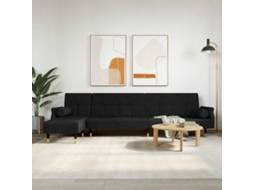 Vidaxl Sofá-cama Em Forma De L 271x140x70 Cm Veludo Preto
