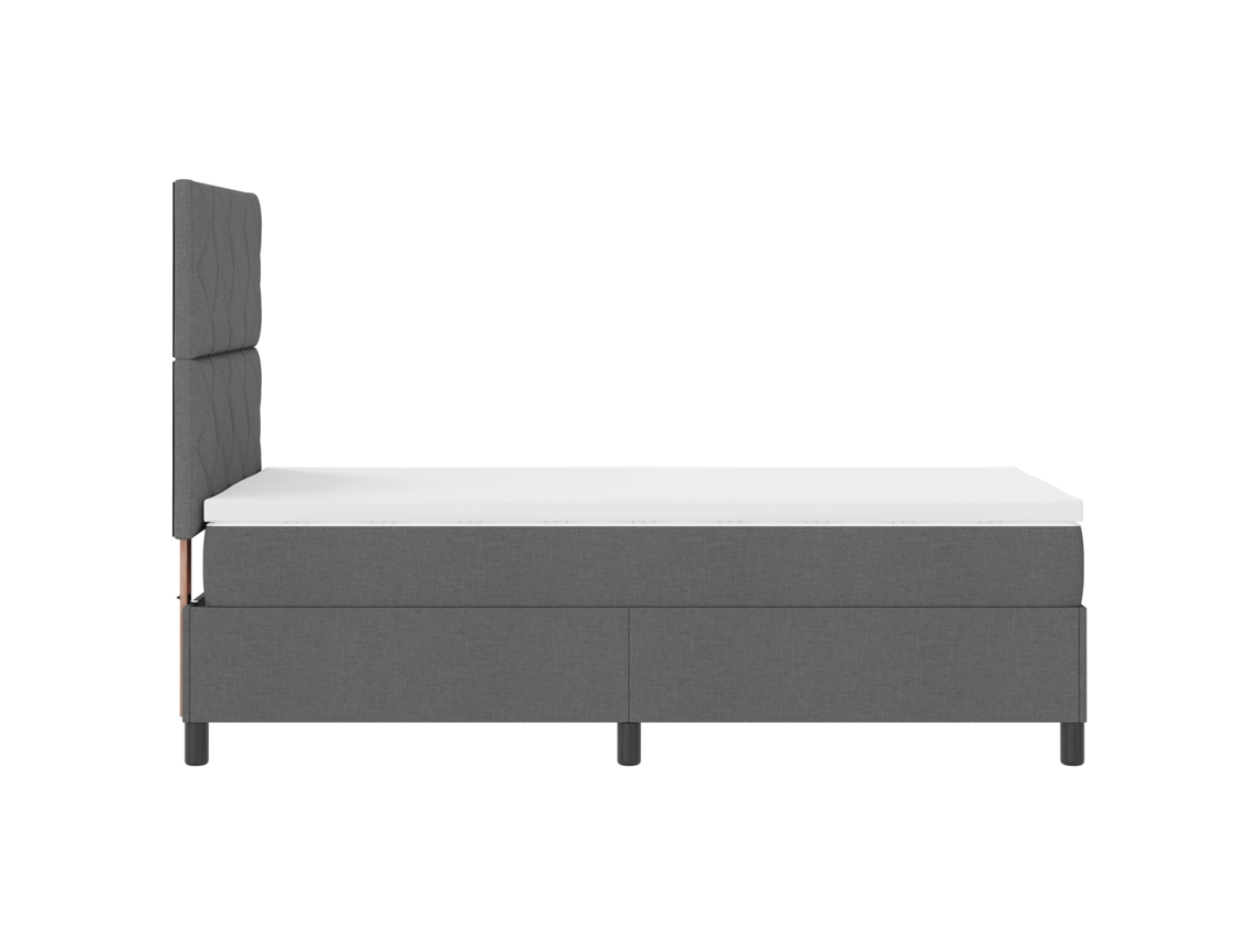 Cama Box Spring  Com Colchão Cinza Escuro Vidaxl Tecido (100x200 Cm)