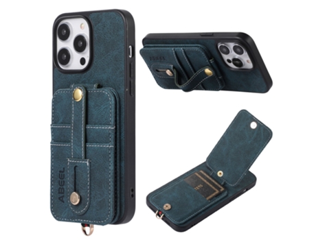Suporte Casa Queda Textura Para Iphone 14 Abeel Pele Sintética Com Porta-cartões Bege