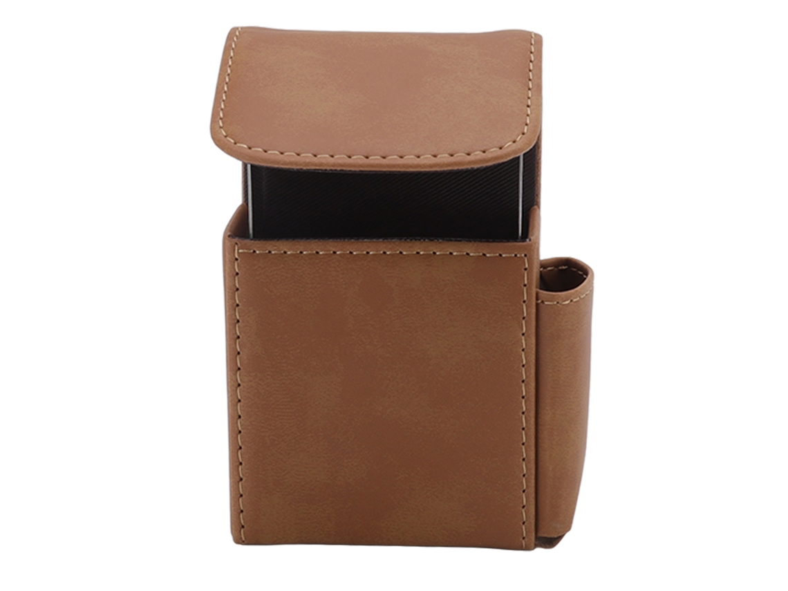 Caixa de cigarros PU com suporte para isqueiro 20 pacotes design carteira masculina marrom S/MARCA