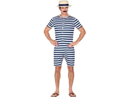 Fato de banho retro azul dos anos 50 para homem