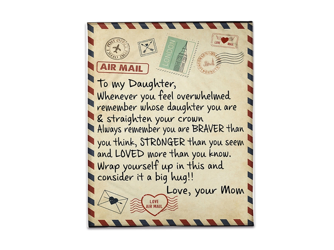 Mali coberto de Flanela Air Mail Papai/mãe para Filha Presente com Letra Quilt Macio