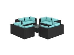 Garden Lounge Set, Garden Lounge Sets Vidaxl Preto Rattan / Vime (n/a)