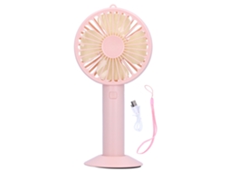 Ventilador Elétrico Portátil 4 Lâminas 3 Velocidades Rosa