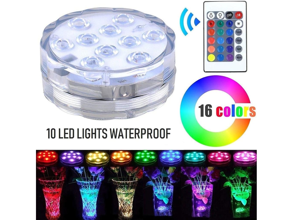 Luz Led Subaquática com Controlo Remoto Rgb Mudança de Cores Ip68 para Aquários e Festas NEVEANCE