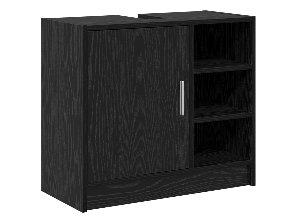 Conjunto 1 Armário De Banheiro Vidaxl Preto Derivados De Madeira (63 X 29 X 55 Cm)
